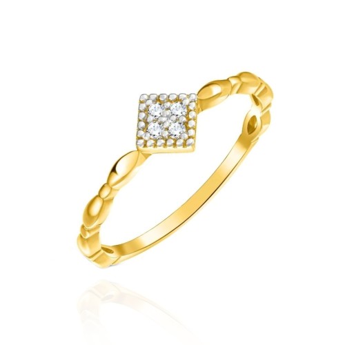 Złoty pierścionek ROMB biała cyrkonia pr. 333 1.1320