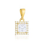 Gold pendant with a square stone and zircons