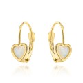 Kolczyki złote serduszka z opalitem na angielskim zapięciu