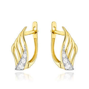 Kolczyki złote skrzydła zdobione cyrkoniami