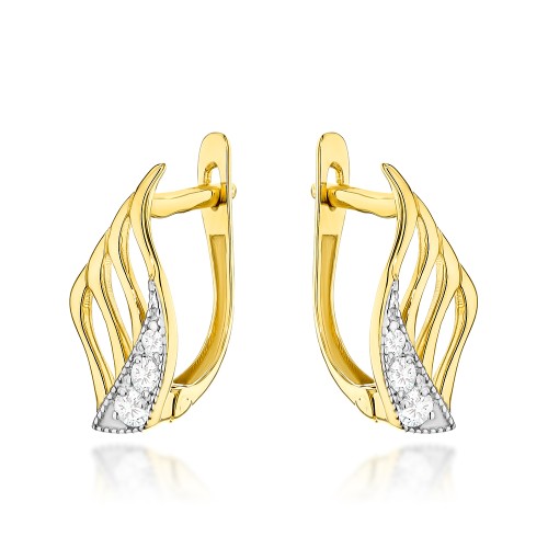 Kolczyki złote skrzydła zdobione cyrkoniami