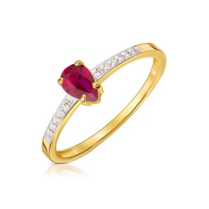 Złoty pierścionek z rubinową cyrkonią pr. 333