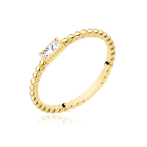 Złoty pierścionek kulki biały kamień pr. 333 G.0098