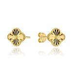 Kolczyki złote z diamentowaną koniczynką 10mm