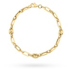 Gold bracelet with long links and decorative elements