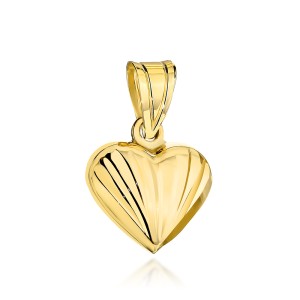 Zawieszka złota serce zdobione żłobieniem