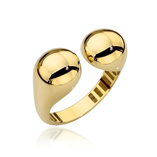 Pierścionek złoty z kolekcji "BONO ROSSO" - gładkie kulki