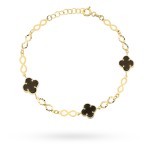 Bransoletka złota znaki nieskończoności i czarne koniczynki