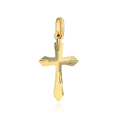 Krzyżyk złoty jednostronnie diamentowany
