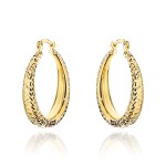 Kolczyki złote koła zdobione diamentowaniem z szeroką szyną