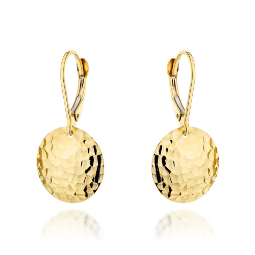 Kolczyki złote wiszące diamentowane kóła