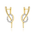 Kolczyki złote fala i kółko z cyrkoniami