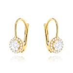 Kolczyki złote z centralną cyrkonią w oprawie mniejszych