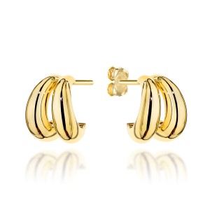 Double rounded gold earrings on a stud