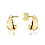 Gold smooth triangle earrings on a stick