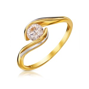 Pierścionek z białym oczkiem złoto pr. 333 3.1579