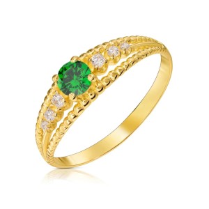 Pierścionek z zielonym oczkiem cyrkonie pr. 333