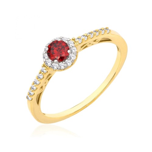 Pierścionek zaręczynowy z rubinowym oczkiem pr. 333 G.0092cz