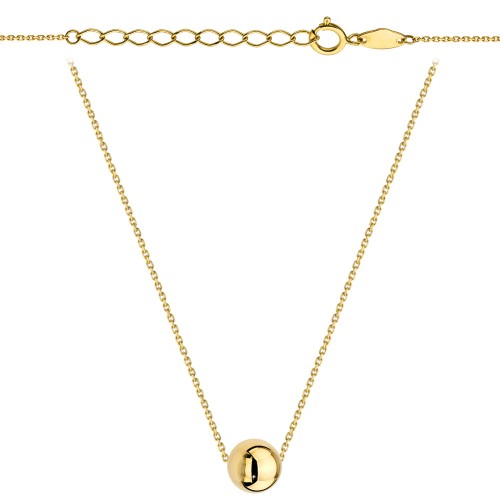 Naszyjnik z jedną złotą kuleczką super lekki 42+3cm