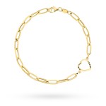 Bransoletka złota długie ogniwa i diamentowane serce