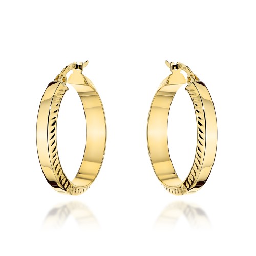 Kolczyki złote koła z diamentowanymi brzegami