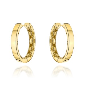 Kolczyki złote kółka gładkie wewnętrznie zdobione ażurem