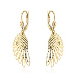 Kolczyki złote skrzydła zdobione diamentowaniem