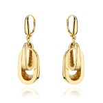 Gold double earrings with openwork ovals