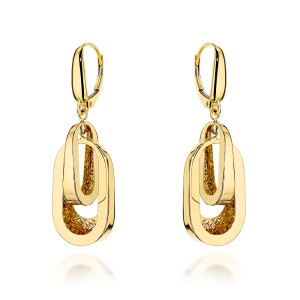 Kolczyki złote podwójne ażurowane owale