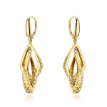 Double gold earrings with openwork rhombuses