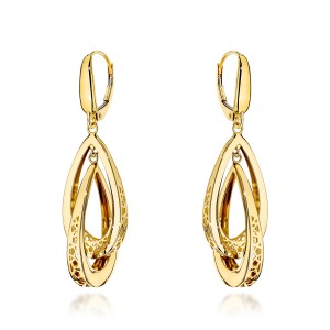 Kolczyki złote podwójne ażurowane łezki