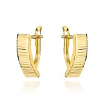Kolczyki złote z diamentowanymi poprzecznymi paskami