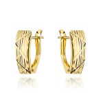 Kolczyki złote zdobione diamentowanymi paskami