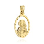 Medalik złoty Matka Boska Częstochowska w diamentowanym owalu