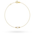 Bransoletka złota z perłą i gładkimi kulkami