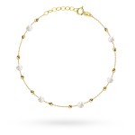 Bransoletka złota z gładkimi kuleczkami i perłami