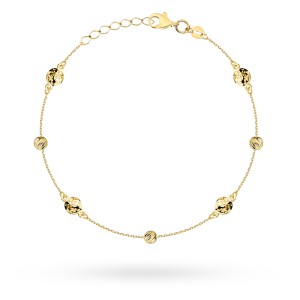 Bransoletka złota z diamentowanymi kółeczkami i kulkami
