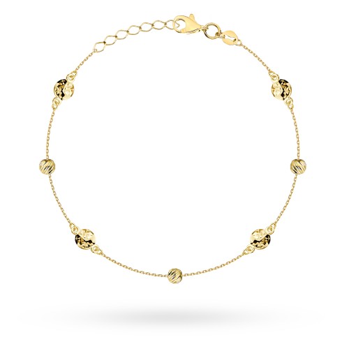 Bransoletka złota z diamentowanymi kółeczkami i kulkami