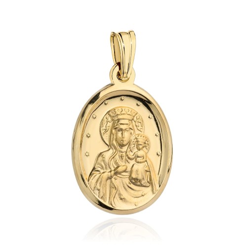 Medalik Matka Boska Częstochowska w gładkim owalu