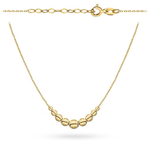Naszyjnik złoty z gładkimi symetrycznymi kuleczkami