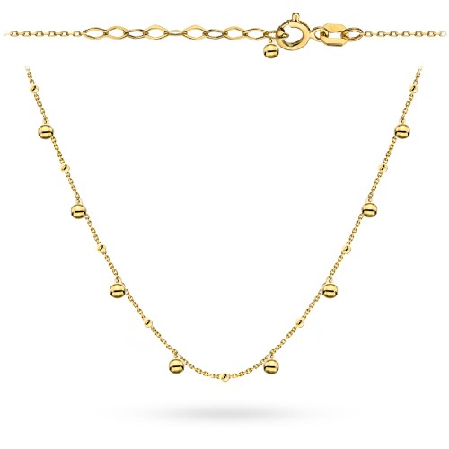 Naszyjnik złoty gładkie wiszące kulki