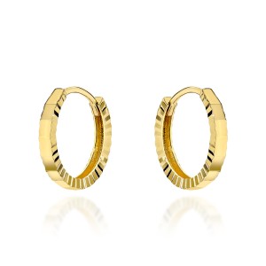 Kolczyki złote małe kółeczka zdobione diamentowaniem