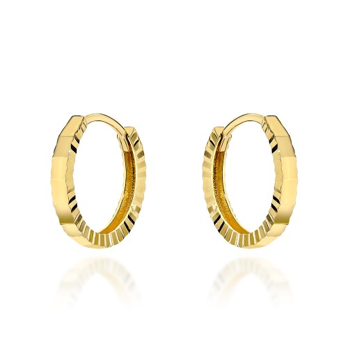 Kolczyki złote małe kółeczka zdobione diamentowaniem