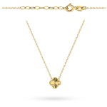Gold necklace with a diamond clover