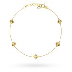 Bransoletka złota z małymi diamentowanymi koniczynkami