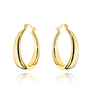 Kolczyki złote koła z szeroką szyną na angielskim zapięciu średnie