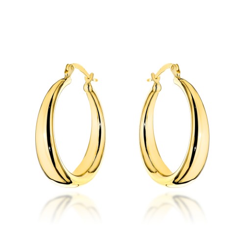 Kolczyki złote koła z szeroką szyną na angielskim zapięciu średnie