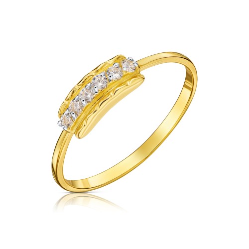 Pierścionek złoty białe kamienie pr. 333