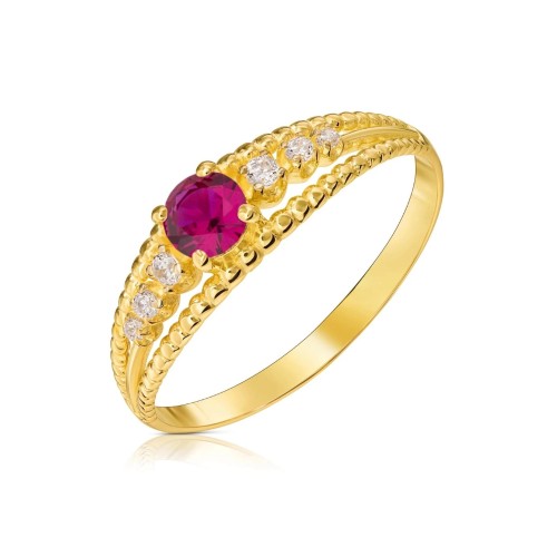 Pierścionek złoty rubinowe oczko złoto pr. 333