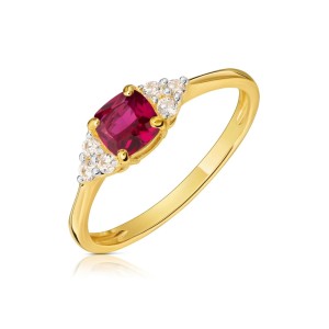 Pierścionek złoty z rubinowym kamieniem pr. 333